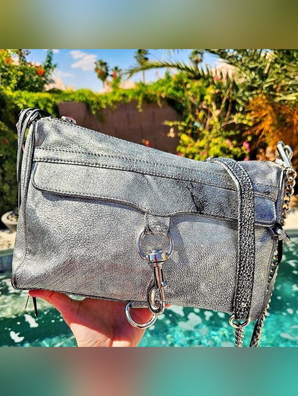 Rebecca Minkoff Silver Metallic Crossbody Bag